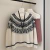Women's Heavyweight Pure Wool Fair Isle Sweater - Retro, Soft, and Loose Fit for Autumn & Winter