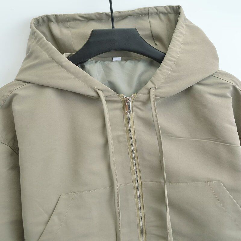 Fashion Style 2024 Autumn New Women's Clothing Easiest for Match Long Sleeves Hooded Cropped Casual Jacket Outwear 4391871