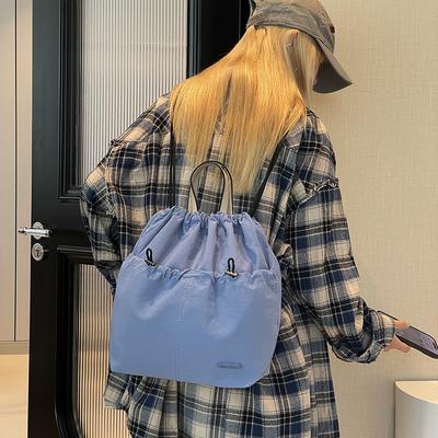 Large Capacity Backpack Women's Fashion Niche Drawstring Schoolbag Bucket Bag Leisure Lightweight Travel Backpack