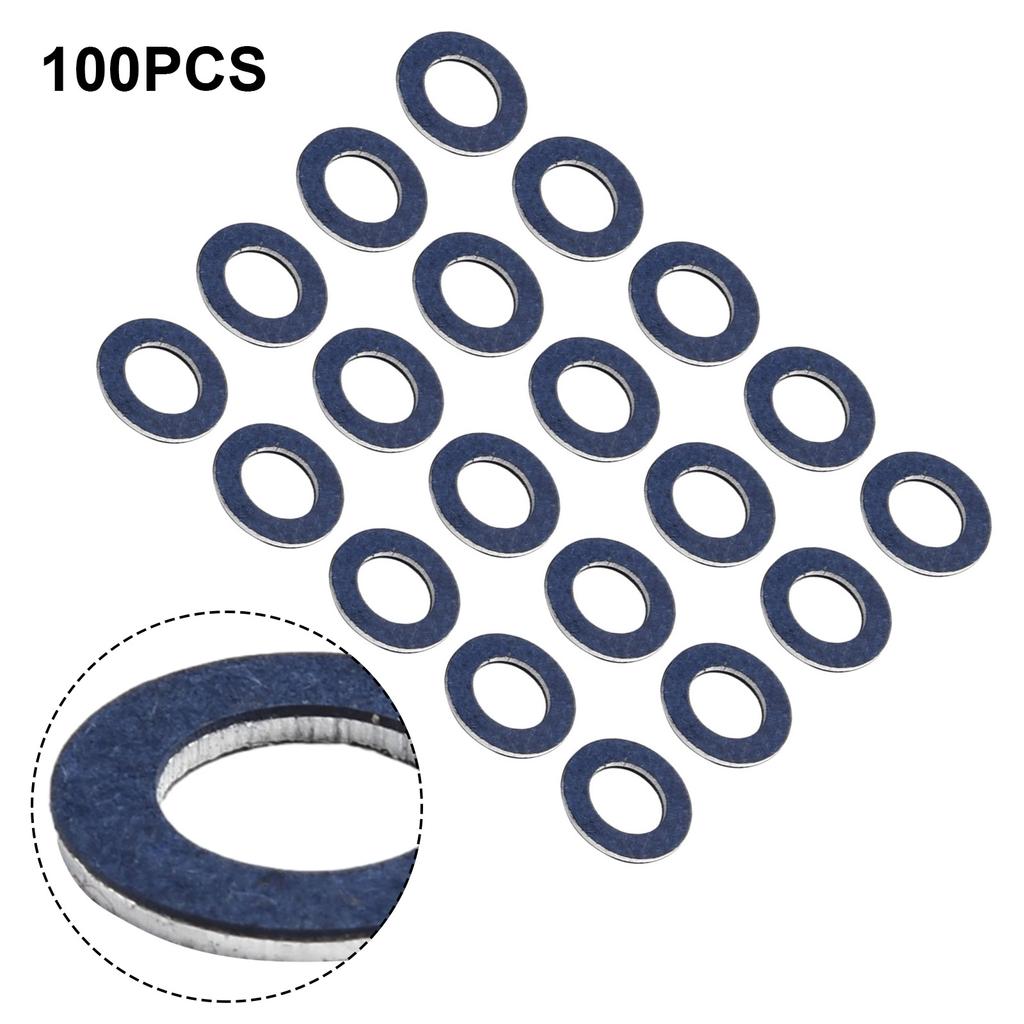 1 Set 100pcs Oil Drain Sump Plug Washers Gasket Hole For Toyota OE90430-12031 12mm Oil Drain Sump Plug Gaskets Washer