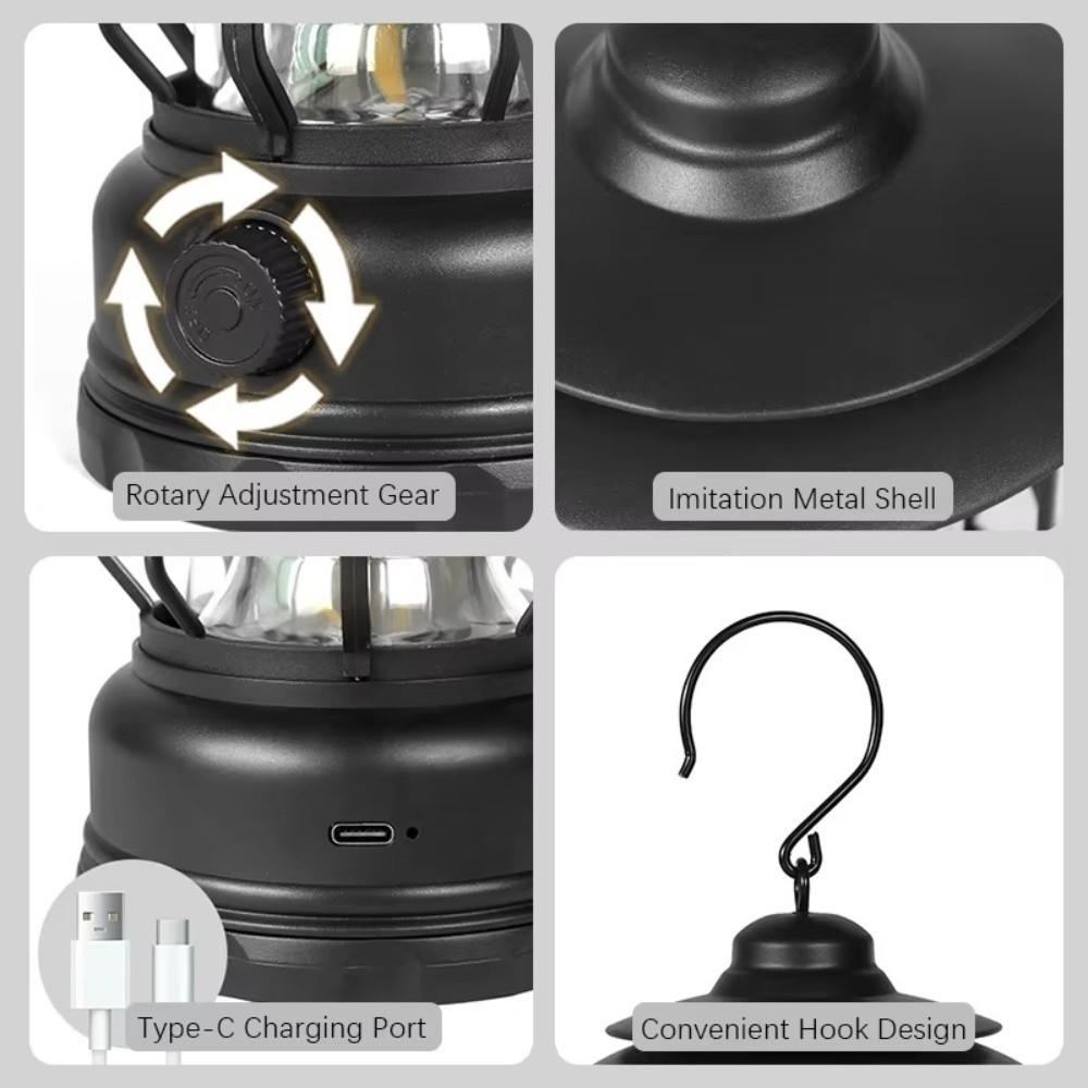 USB Rechargeable Solar Camping Light Waterproof Battery Powered Solar LED Tent Light Adjustable Brightness Portable