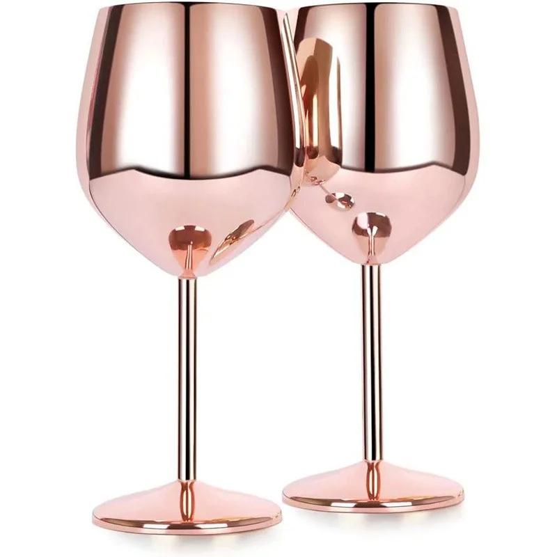 500ML Stainless Steel Goblet Red Wine Cocktail Glass Unbreakable Metal Tall Champagne Glass Bar KTV European Style Goblet Glass