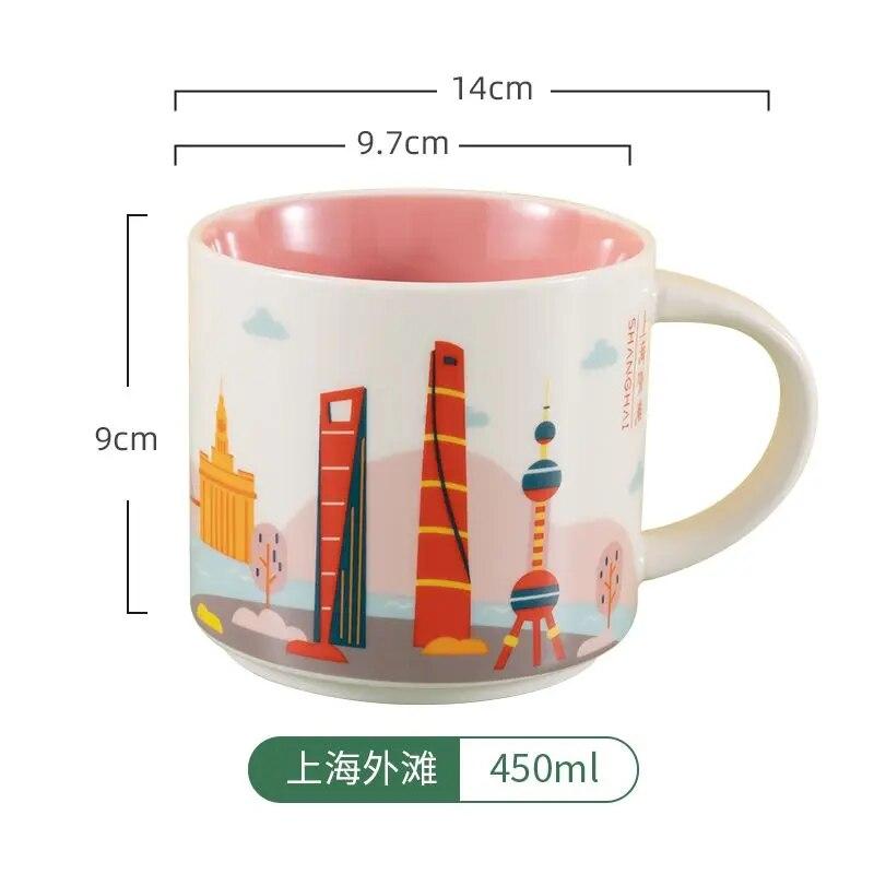 Ins City Cup USA City Bone China Mug Global Collection Ceramic Japan England London Paris Hawaii Chicago New York City Mug 400ML