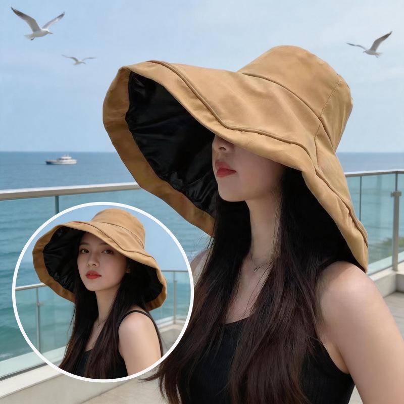 Super Large Eaves Hat Children's Summer Fashion Inner Vinyl Adjustable Sunscreen Hat Outdoor Seaside Vacation Sunshade Sun Hat
