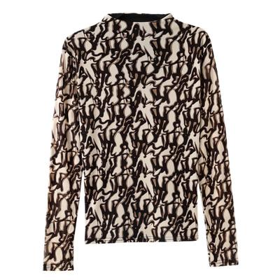 Half Turtleneck Long-sleeved T-shirt for Women In Women's Autumn New Chinese Style Printed Top Slim and Versatile T-shirt