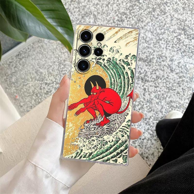 Hokusai Kanagawa Great Wave Phone Case For Samsung Galaxy S24 S23 Ultra S22 S20 S24 Plus S21 FE Clear Cover Japanese Art Fundas