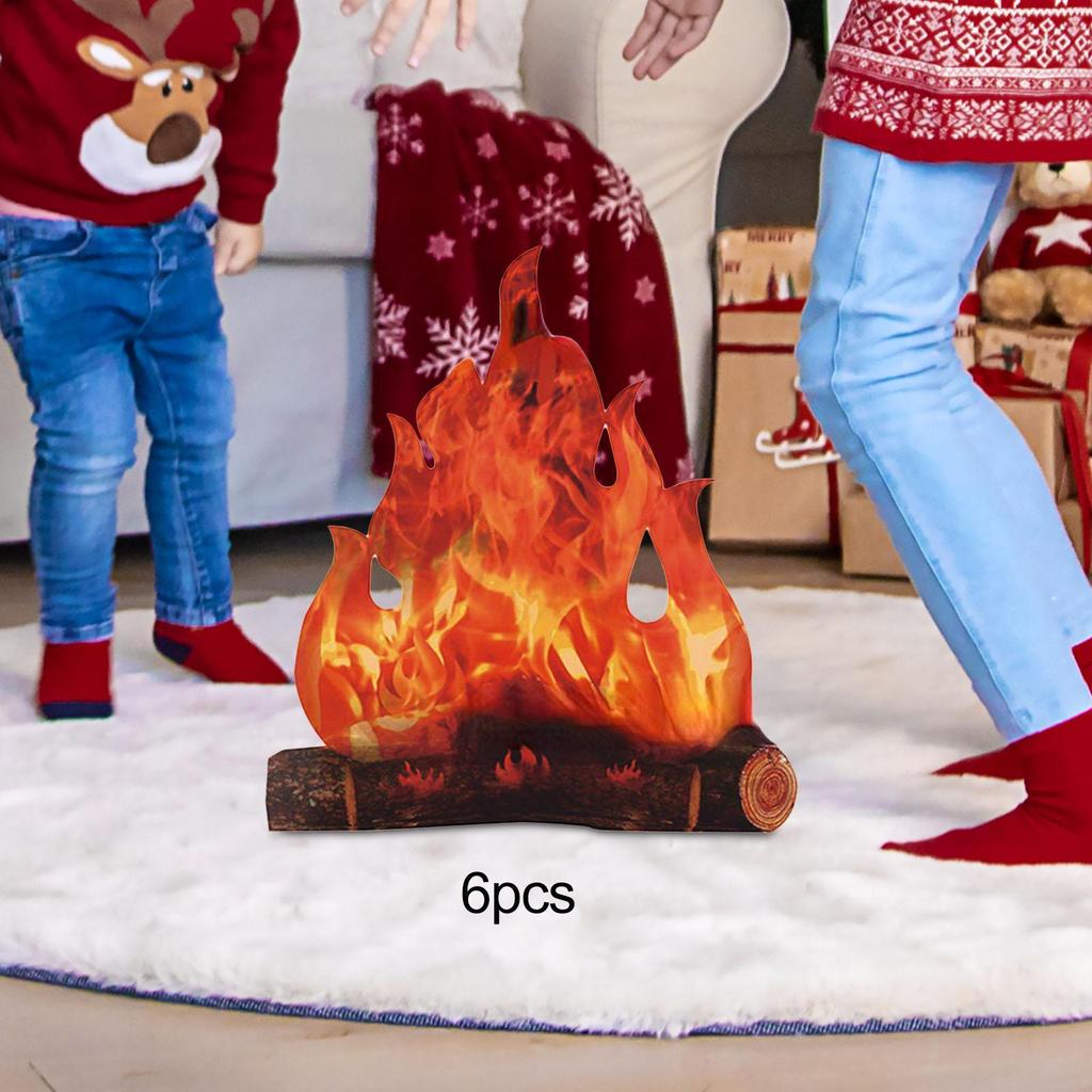 6Pcs 3D Decorative Cardboard Campfires Artificial Flame Campfires Halloween Centerpiece Fake Flames for Lawn Festival Winter