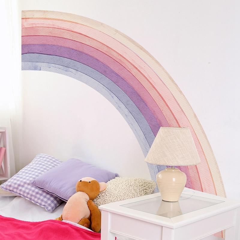 Large Rainbow Wall Mural Stickers for Kids Rooms Wall Rainbow Stickers Decals Pastel Boho Removable Wall Sticker Playroom Decor
