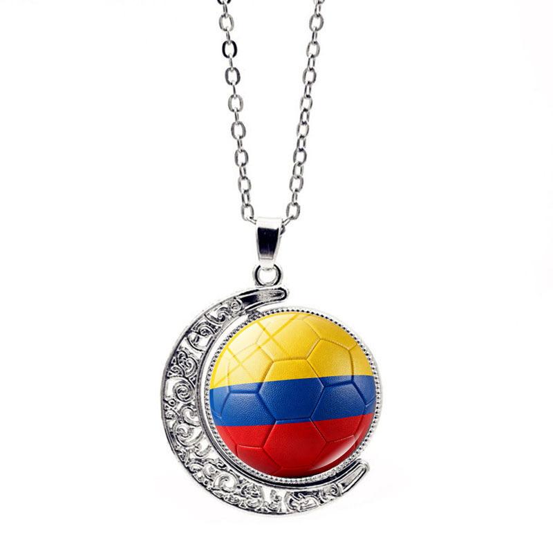 FIFA World Cup Flag Football Necklace Women's Versatile Creative Rotating Moon Pendant Sweater Chain