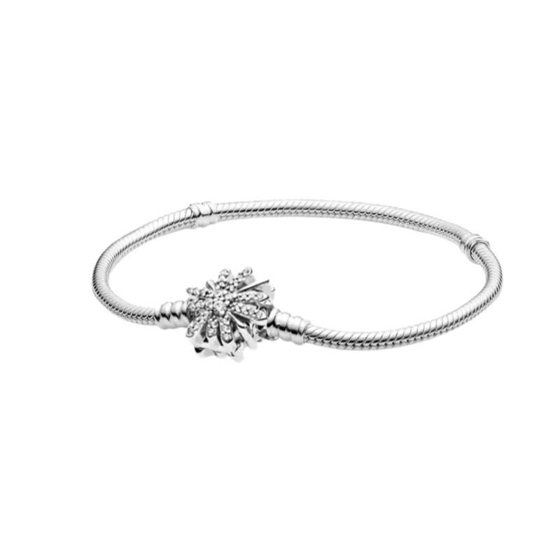 

Classic 925%Pure Silver Sparkling Star Round Zircon Snake Love Bracelet for Women Jewelry Personalized Accessories Birthday Gift 16cm