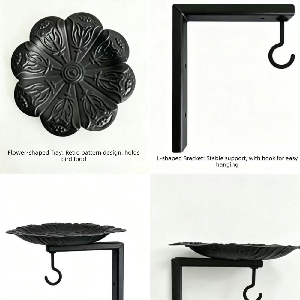 Cast Iron Wall Mounted Bird Feeder Vintage Metal Bird Bath Bird Feeding Station Outdoor