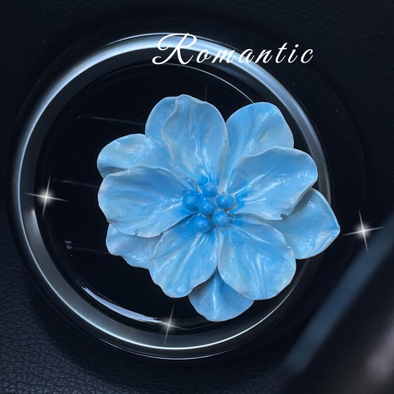 Camellia Tie-Dye Car Air Freshener: High-End Floral Vent Decor & Stone Diffuser