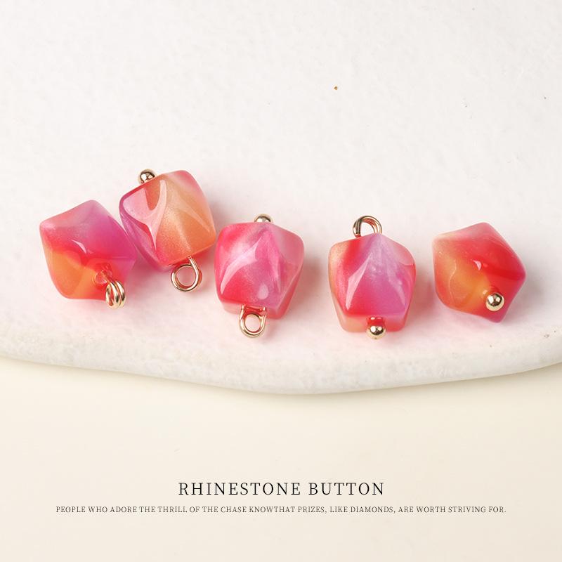 5pcs Color Resin Cut Face Gold Nail Buttons, National Style Cheongsam Hanfu Buttons, Shirt Cardigan Sweater Decorative Buttons