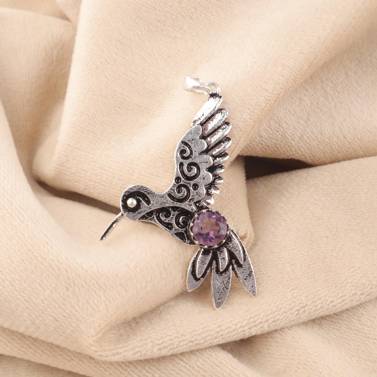 

Amethyst Gemstone 925 Sterling Silver Jewelry Bohemian Pendant1.8 Gift For Her CP-20-3