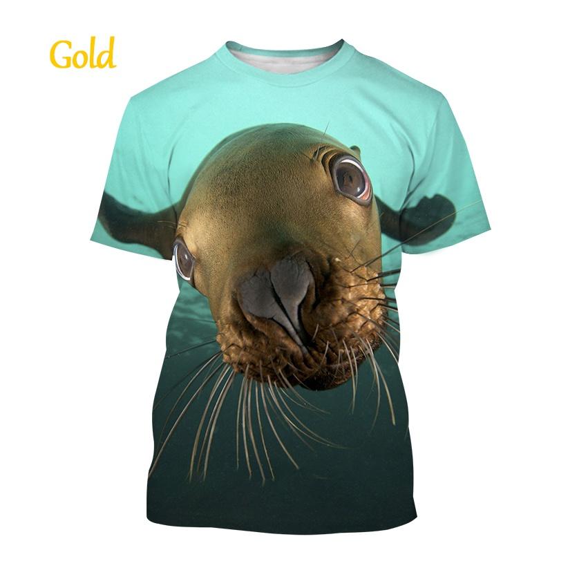 T-shirts Animals Funny Seal Fashion Summer Crew Neck 3D Print TShirts Boy Girl Kawaii Oversized  Casual Streetwear Tee Clothes