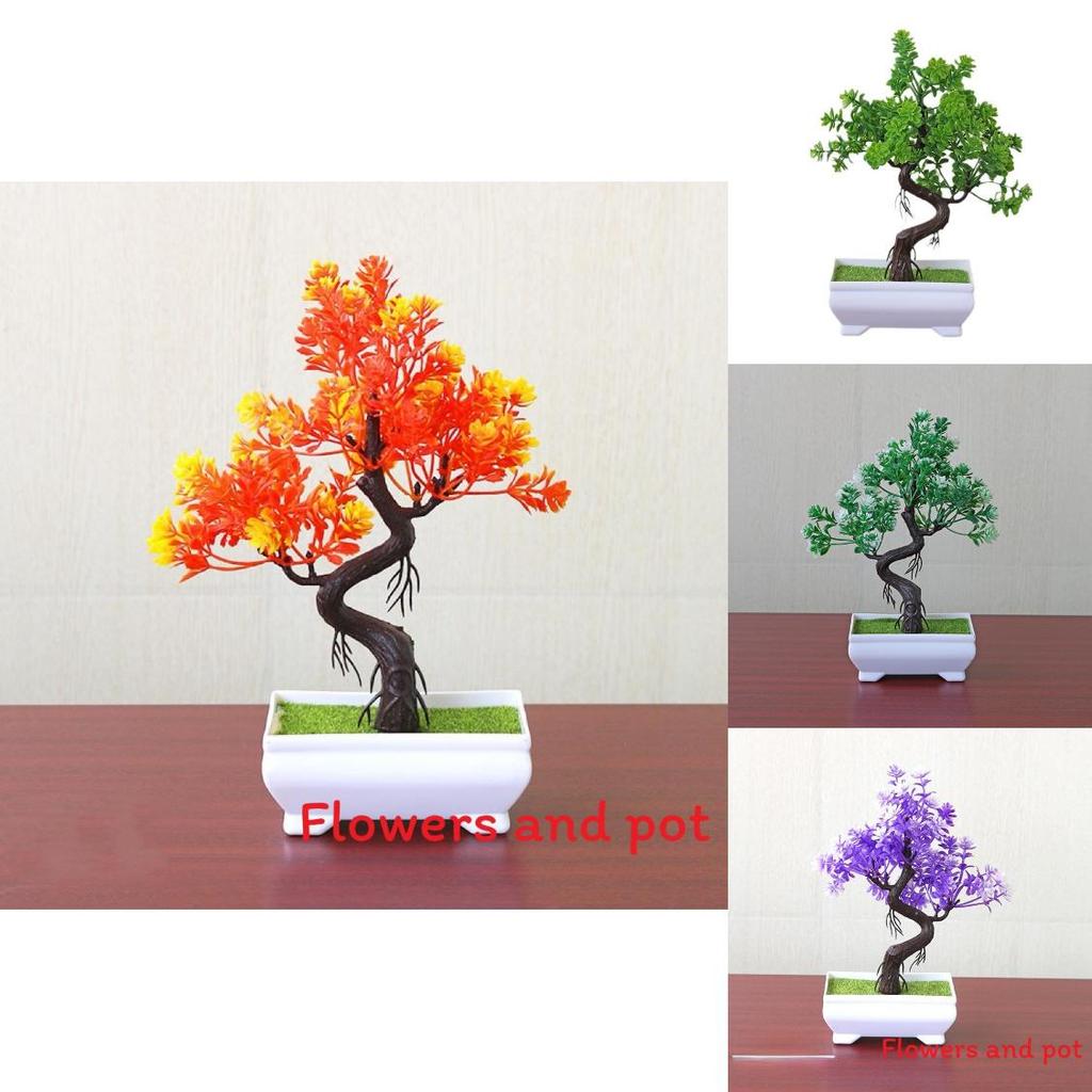 Realistic Artificial Bonsai With Container For Office Space And Coffee Shop Decor