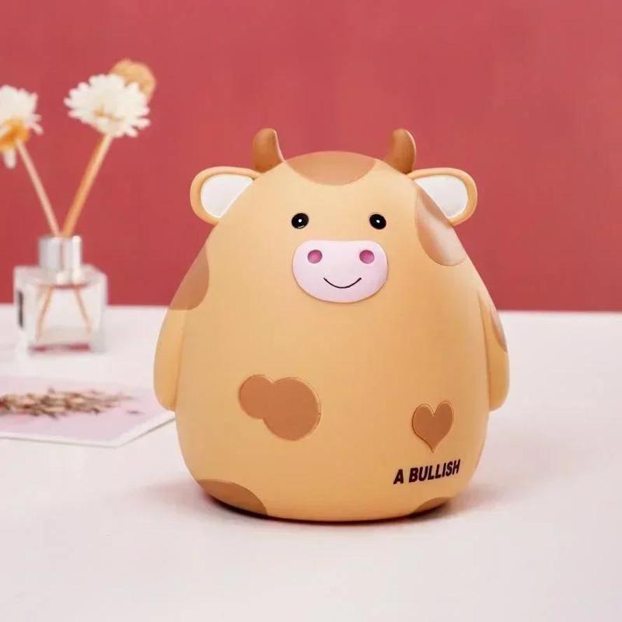Neue Niedliche Cartoon Kälbchen Harz Ornamente Kinder Haustier Spardose Heimdekoration Kindergeschenk Münzbank Zubehör Großhandel