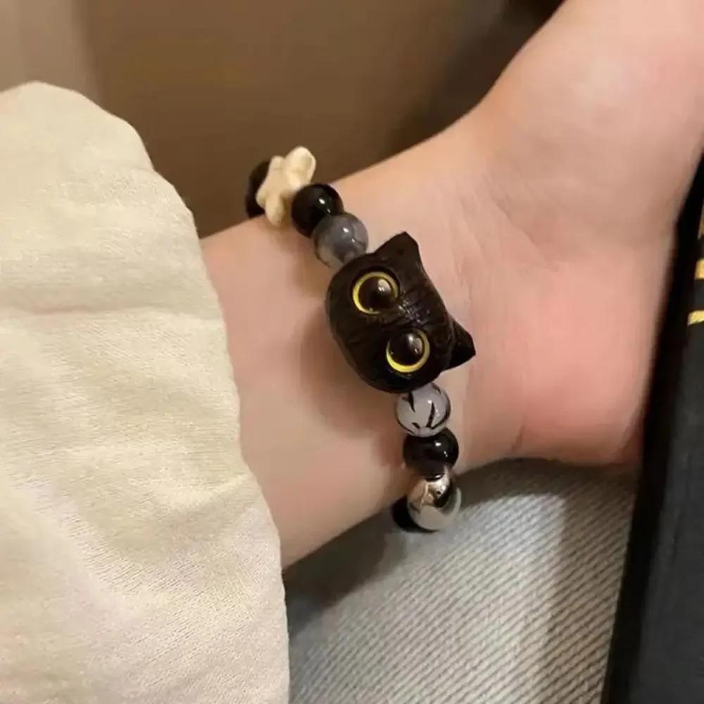 Fashion Luminous Beads Couple Bracelets For Women Men Charm Cat Matching Friend Bracelet Glow In The Dark Jewelry