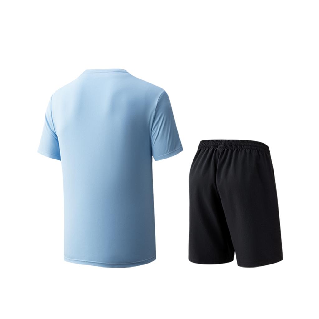 Anta Training Short Sleeve Shorts Summer Casual Sports Suit Men suit Waterfall-Blue 952627202-4