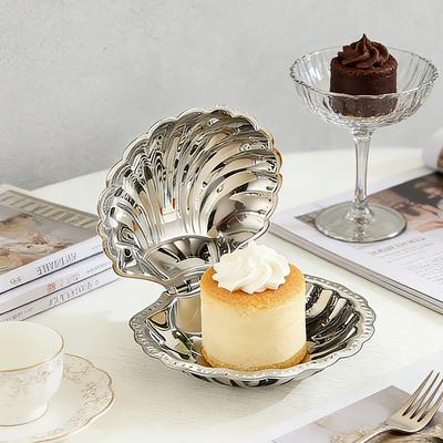 Stainless Steel Plate Silver Shell Snack Bowl Storage Tray Cheese Plate Jewelry Storage Box Kitchen Organizer Silver Trays