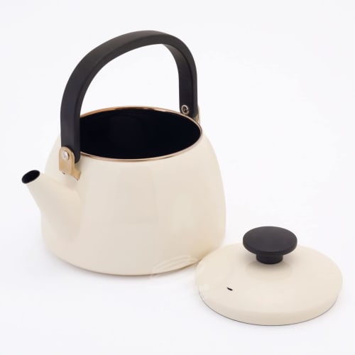 Fuji Enamel Wide-Mouth Kettle, 2.5L, Vanilla, Gas and Induction Compatible