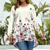 Damenmode Große Größe Rundhals Langarm Casual Print Lose Pullover Top
