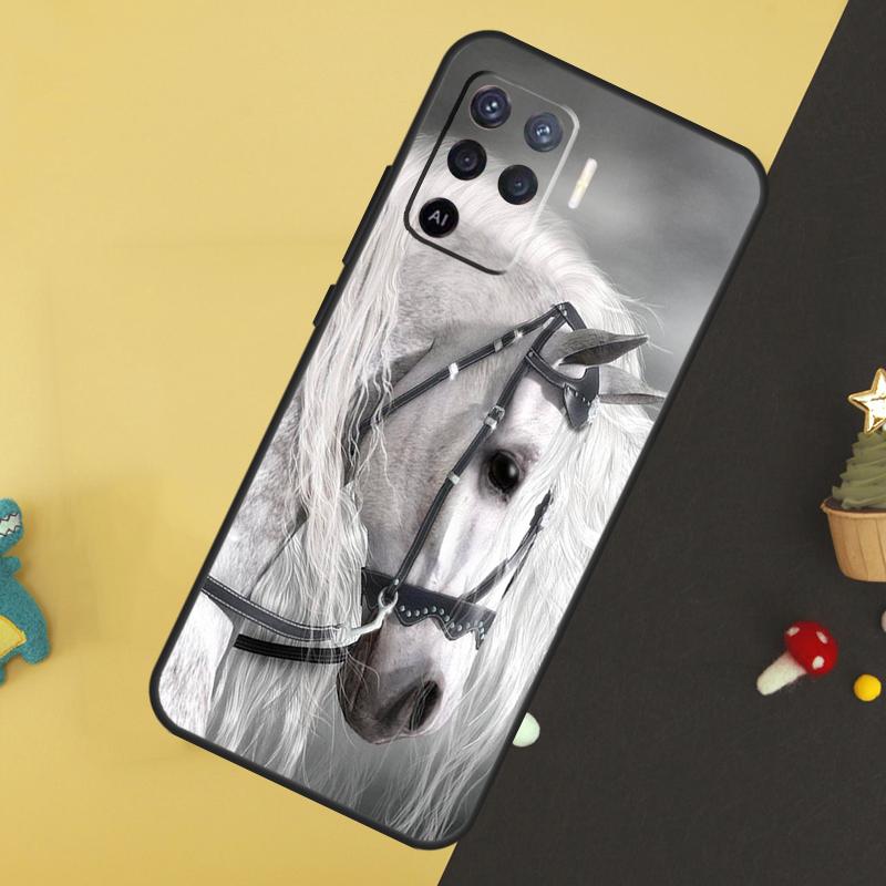Horse Sketch Case For Oppo A5 Pro A6 A15 A16 A76 A96 A17 A57 A98 A58 A78 A18 A38 A54 A74 A94 A40 A60 A80