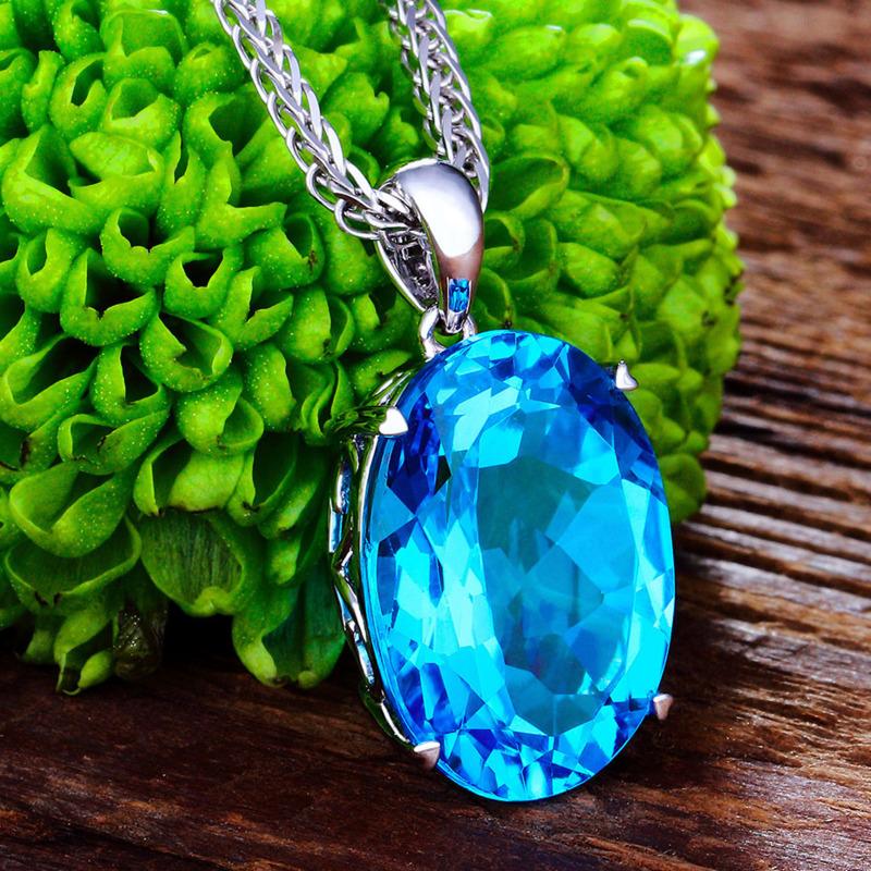 BELLA BOX New Luxury High-end Oval Blue Drop Shaped Large Pendant Women's Fashion Clavicle Chain Fine High Grade Jewelry