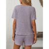 Sommer Neu Einfarbig Rippenstreifen Pyjama Kurzarm Hausanzug Set
