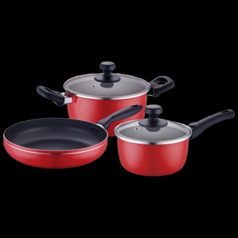 Supor Chinese Red 3-Piece Cookware Set