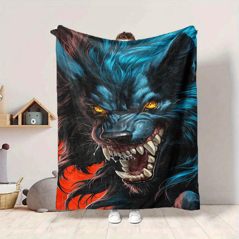 1pc Wolf Eyes Blanket, Lightweight Flannel Throw Blanket For Sofa, Bed, Travel, Camping, Living Room, Office, Couch, Chair, And Bed