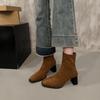 Fashion Autumn Winter Square Toe Slim Women Ankle Boots Street Style Party Short Plush Shoes High Heel Short Botas Mujer