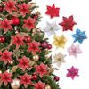 Elegant 10pcs Christmas Large Poinsettia Glitter Flower Arrangement For Trees