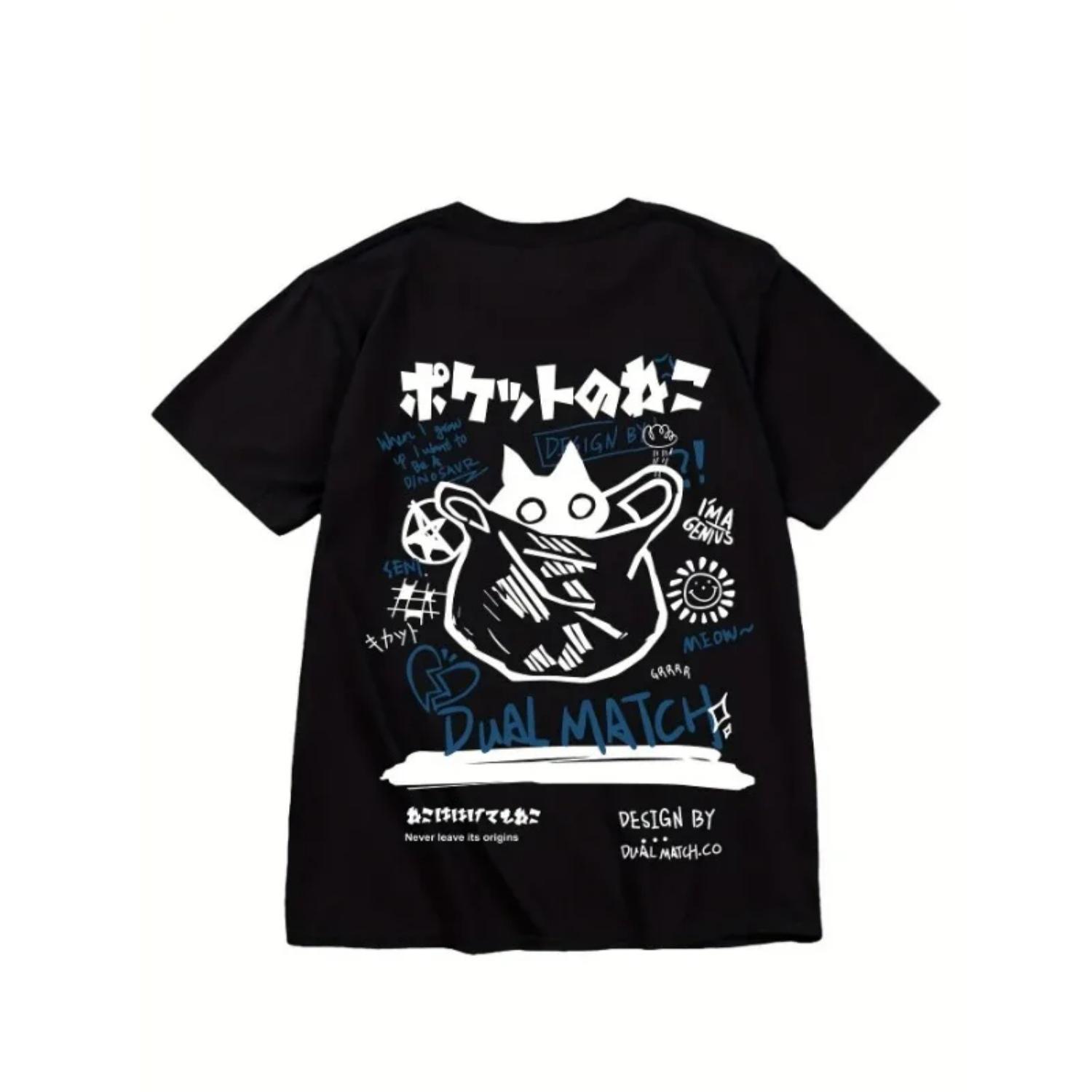 

Ladies Cartoon Black Cat Pattern Printed T-Shirt Casual Short Sleeve Cotton Round Neck Fashion T-Shirt Ladies Outdoor Clothing S чёрный