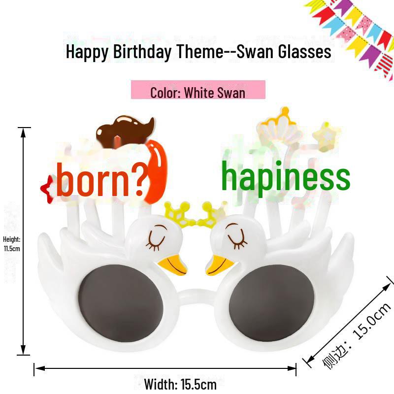 "Occhiali da torta di compleanno stile Xiaohongshu - Decorazione festa divertente da celebrità di internet per bambini"