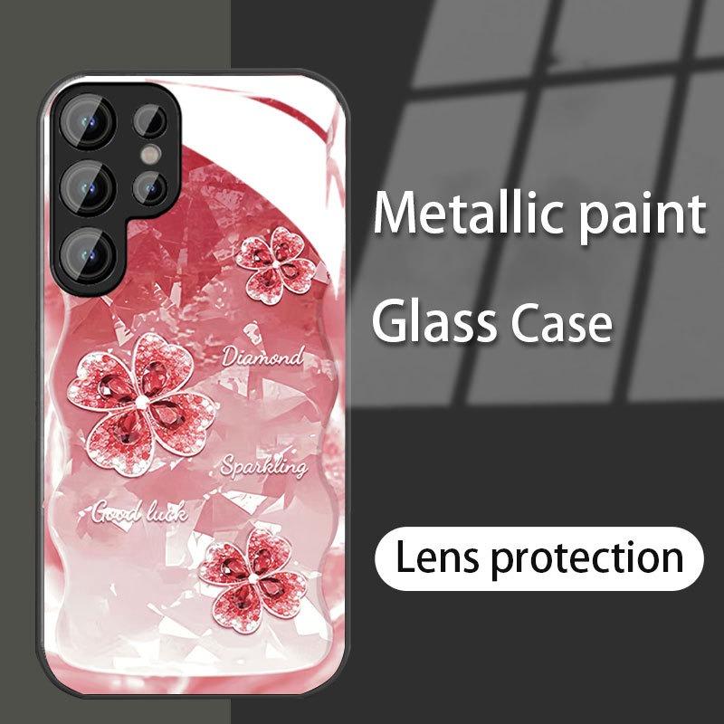 Diamond Four Leaf Clover Suitable for Samsung S23PLUS Mobile Phone Case S24 Girl S22 Skin Friendly A52 Sense A53 Full Package