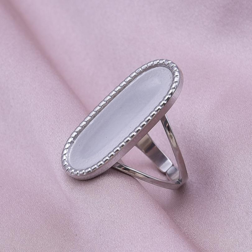 Klassisk Retro Öppningsbar Justerbar Ring Oregelbunden Geometri Hjärta Ellips Vattendroppe Glänsande Rostfritt Stålringar Semesterpresent