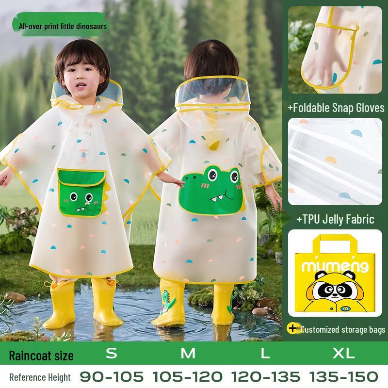Kids Waterproof Raincoat with Backpack Slot L (120-135cm Height)