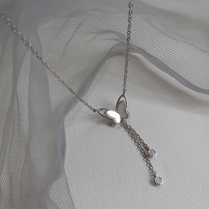 Full Body Shell Butterfly Necklace, Minimalist and Niche Design, Elegant and High-end Collarbone Chain, Korean Version