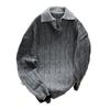Men's Retro Loose Cable Knit Polo Sweater - Two-Piece Look, Versatile Autumn Pullover