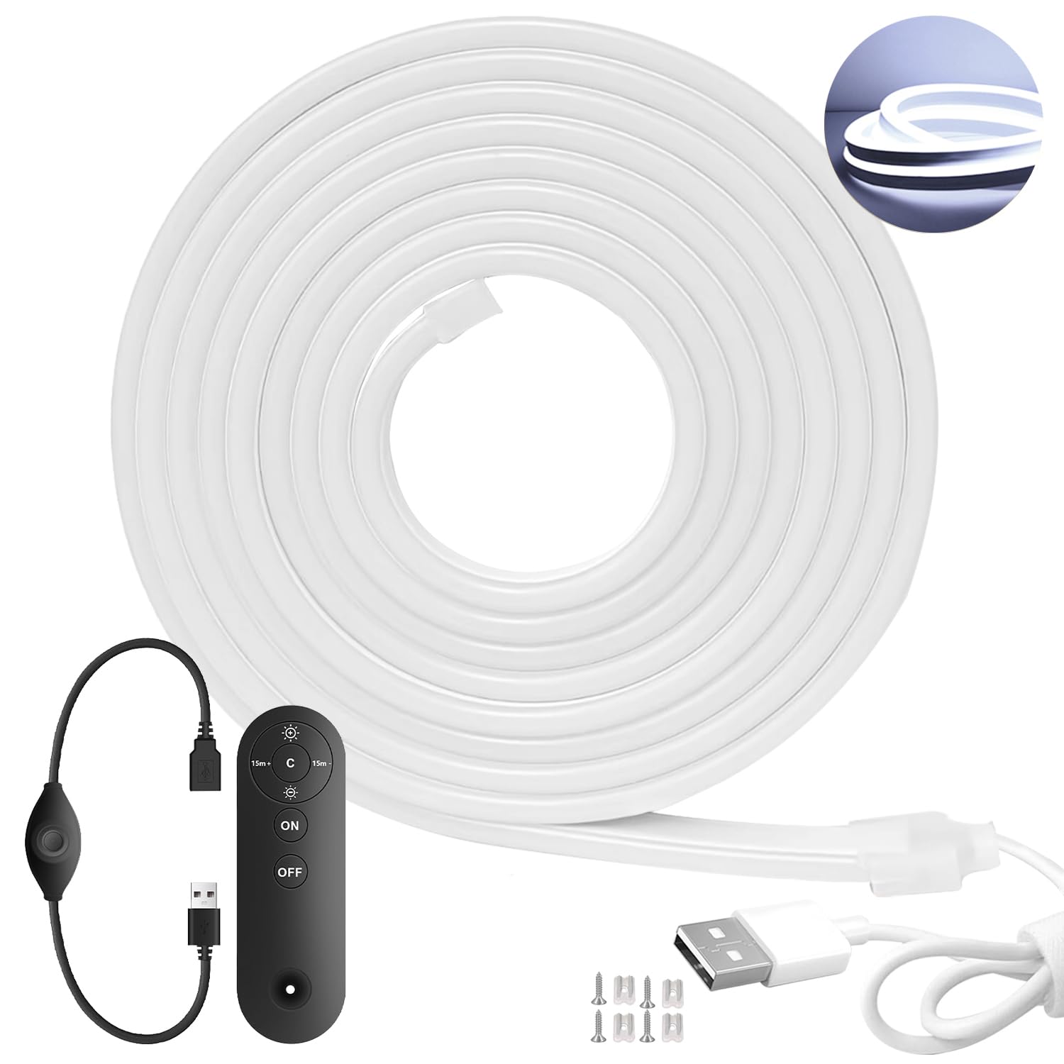 

Guosan LED Strip 5V 3m USB Light IP65 Waterproof Neon Easy High Indoor LED Cuttable and Indirect No Wiring Plug and Play Remote Light, Input, SMD2835,