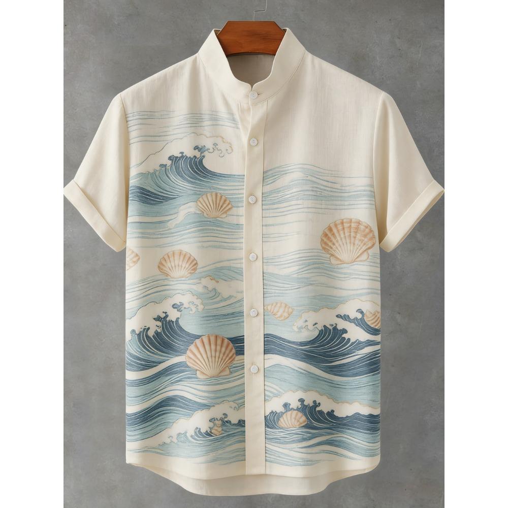 2026 Men's New Fun Short-Sleeved Shirt Turtle Octopus Whale 3D HD Printed Shirt Hawaiian Vacation Social Men's Clothing
