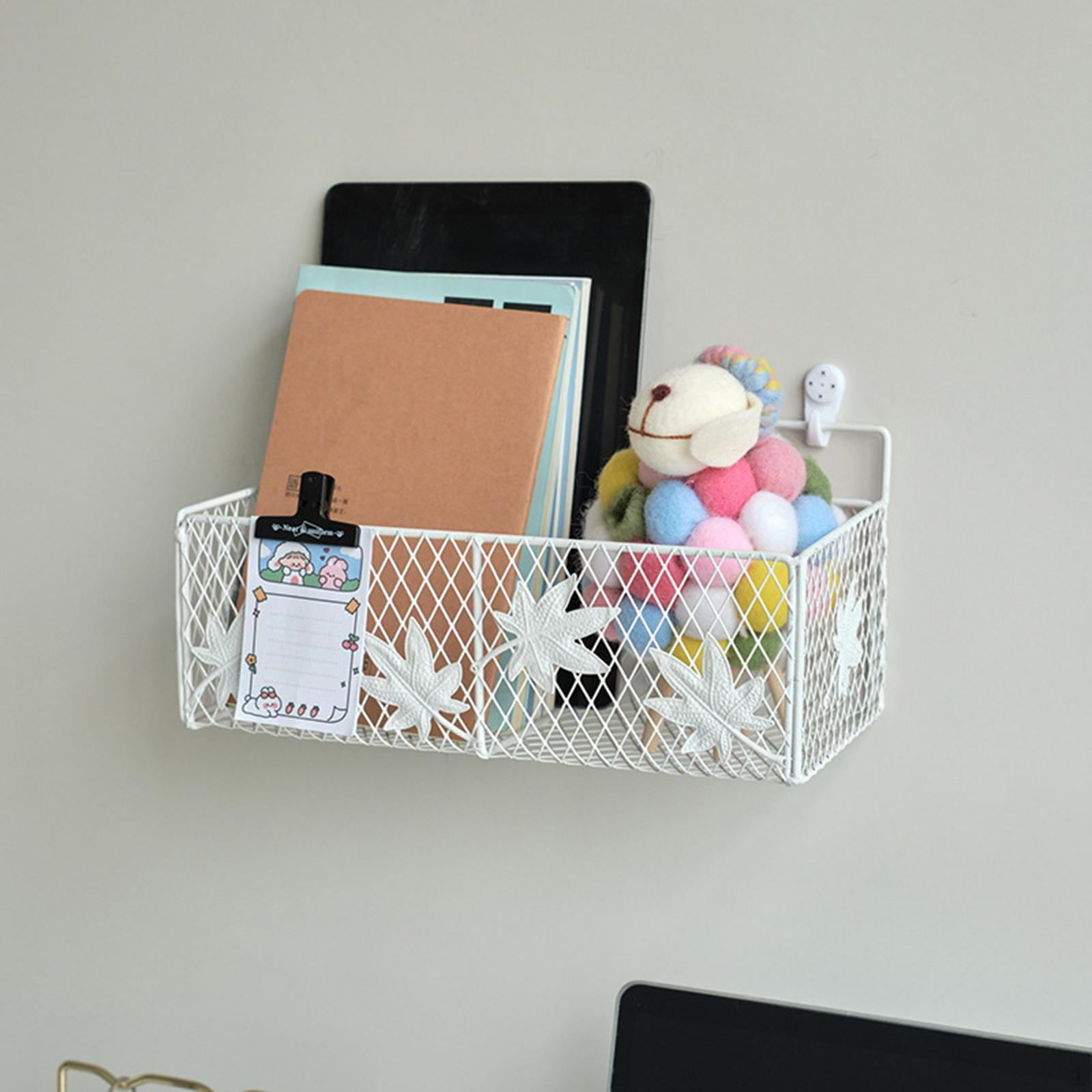 

Подвесная кухонная корзина для хранения вещей, украшение для настенной полки, железная проволока, ванная комната белый