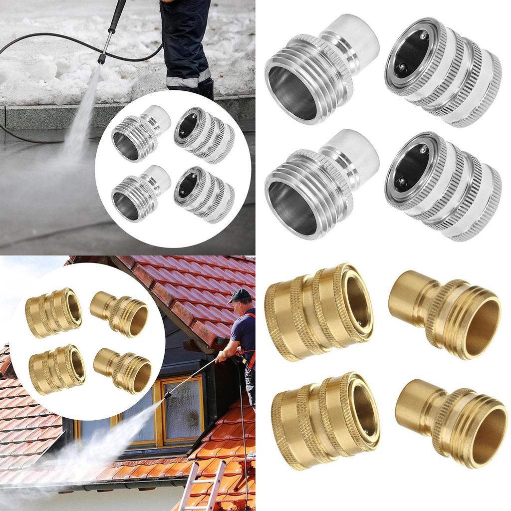 4 Pieces Garden Hose Quick Connect Water Hose Fitting 3/4 Inch Repair Parts High Performance Pressure Washer Adapters