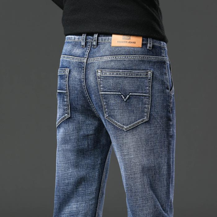 

2024 Новые весенние и осенние тонкие дымчато-серые мужские джинсы модные брендовые свободные прямые утягивающие повседневные брюки 38