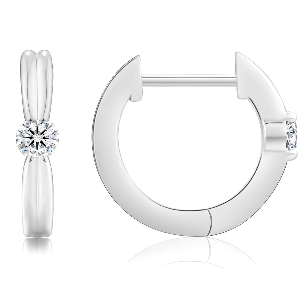 Hoop Earrings Ribbon Moissanite Earrings 15mm Ring Earrings Both Ears Hypoallergenic 14K Gold Plated Silver Earrings Single Diamond Simple Cute