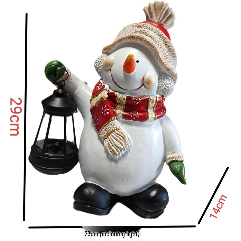 Solar-Powered Snowman Lantern - Outdoor Christmas Resin Ornament