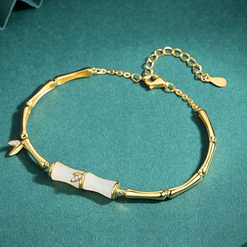 New Chinese Style Bamboo Knot Bracelet For Women Fashion Gold Color Bamboo Bracelet Elegant Girl Daily Jewelry Accessories