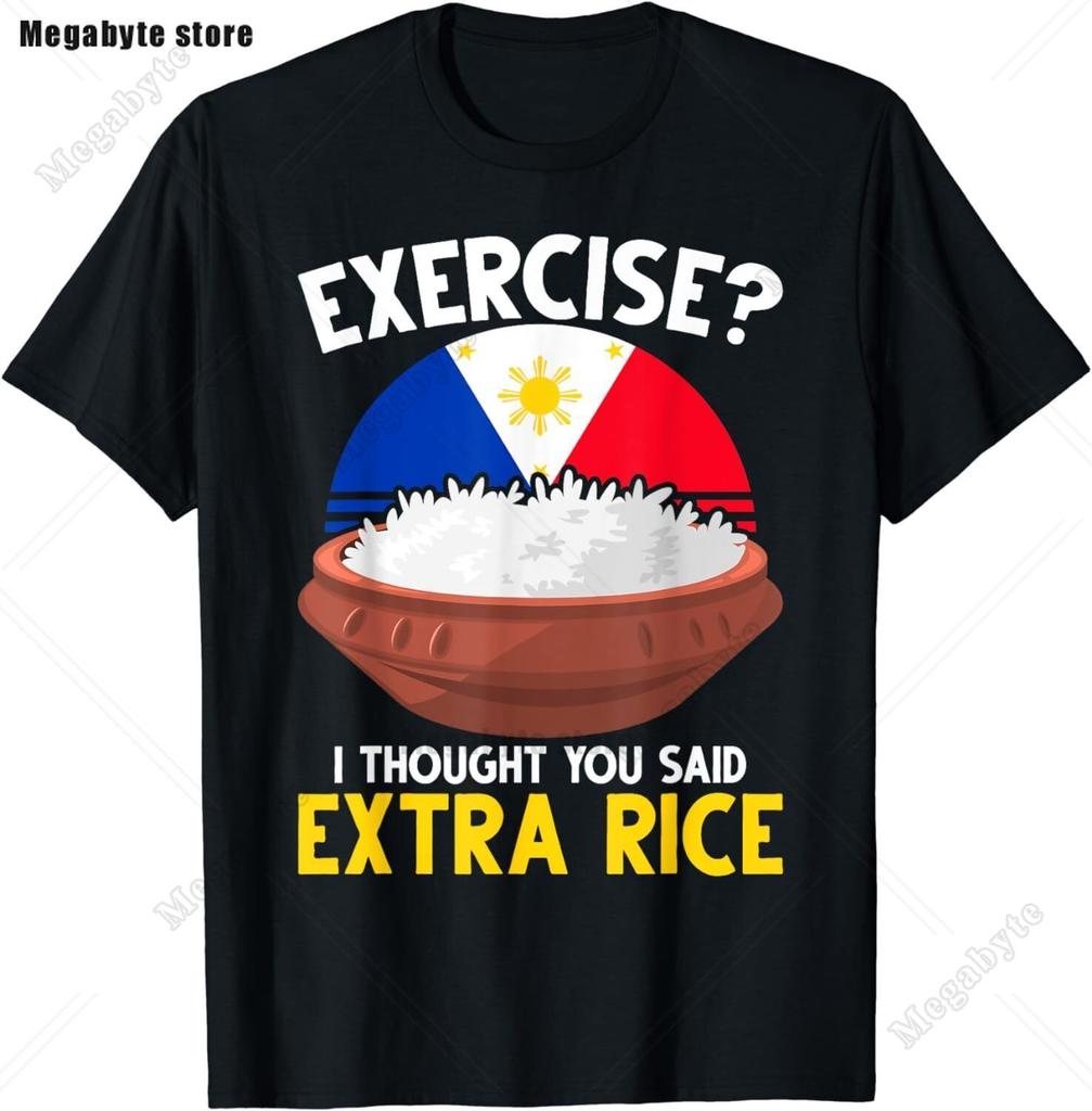 Filipino Pride Extra Rice Filipina Proud Philippines Tee Tops Round Neck ShortSleeve Fashion Tshirt Clothing Casual Tshirts