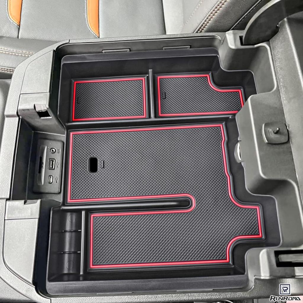 RUNROAD Center Console Organizer Tray Compatible With - Chevy Silverado 1500/GMC Sierra 1500 And 20-23 Silverado/Sierra 2500HD/3500HD Accessories,